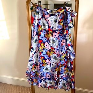 Floral tie midi skirt/ rap